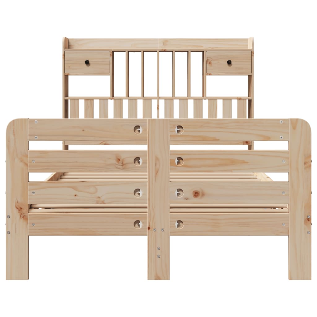 Bookcase Bed without Mattress 135x190 cm Double Solid Wood Pine