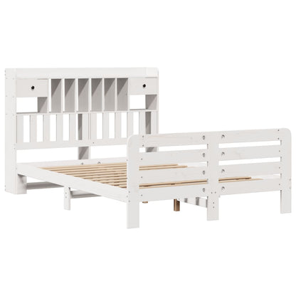 Bookcase Bed without Mattress White 140x190 cm Solid Wood Pine