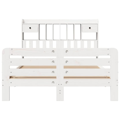 Bookcase Bed without Mattress White 140x190 cm Solid Wood Pine