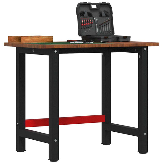 Workbench Dark Brown 100x60x81,5 cm Solid Wood Oak Rectangular