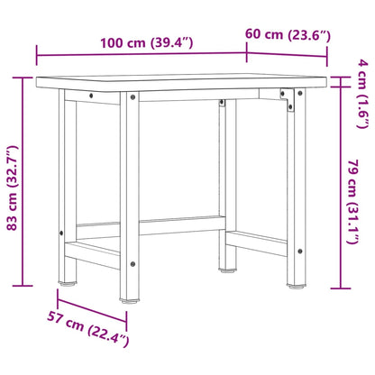 Workbench 100x(55-60)x83 cm Solid Wood Beech