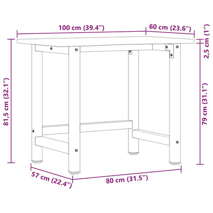 Workbench 100x60x81.5 cm Solid Wood Oak