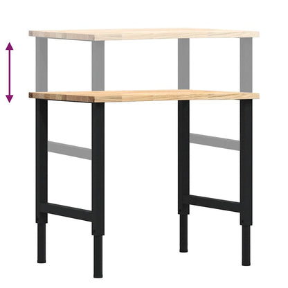 Workbench 80x60x(71.5-98) cm Solid Wood Oak