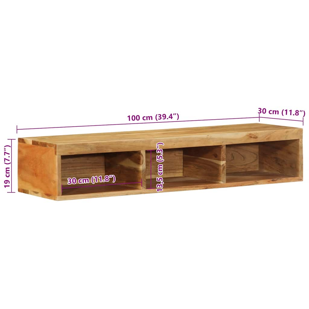 Wall-mounted TV Cabinet 100x30x19 cm Solid Wood Acacia