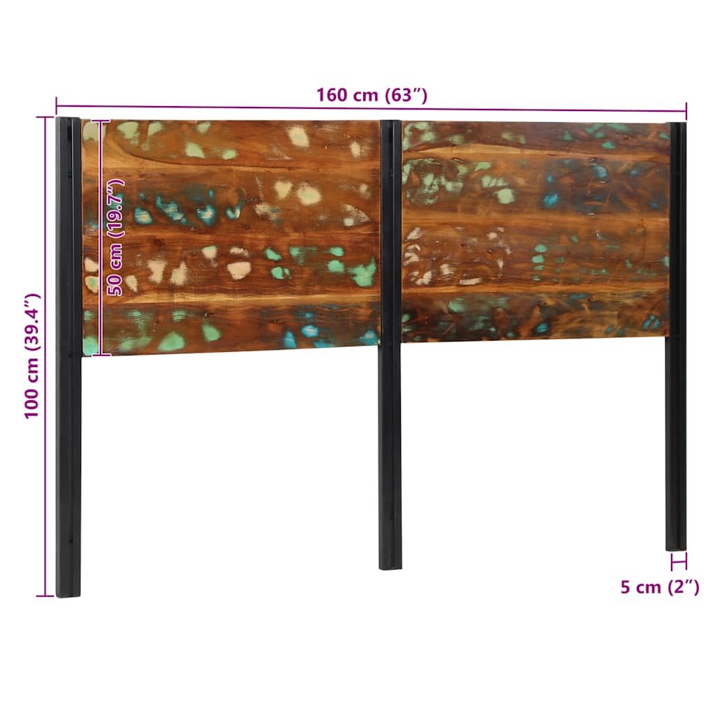 Headboard 160 cm Solid Wood Reclaimed and Iron