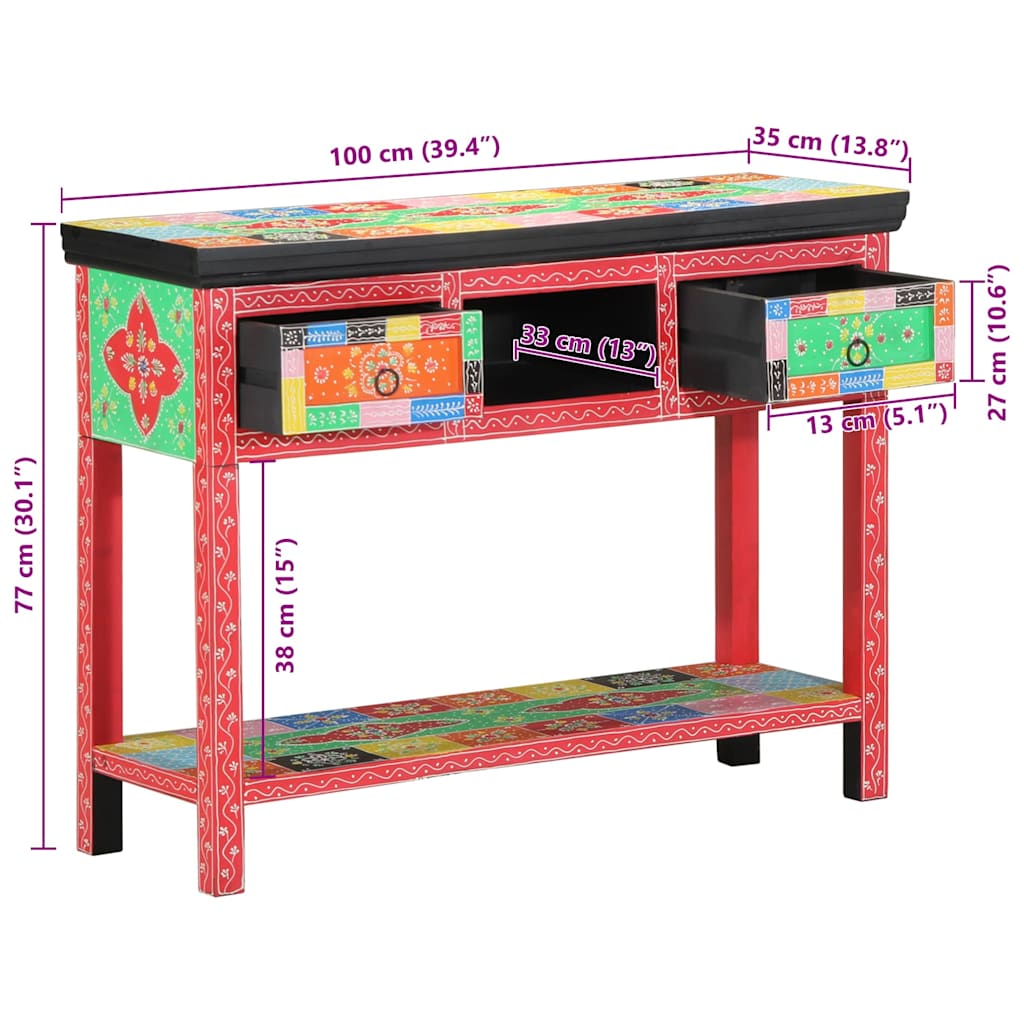 Console Table with Drawer Multicolour 100 x 30 x 77 cm