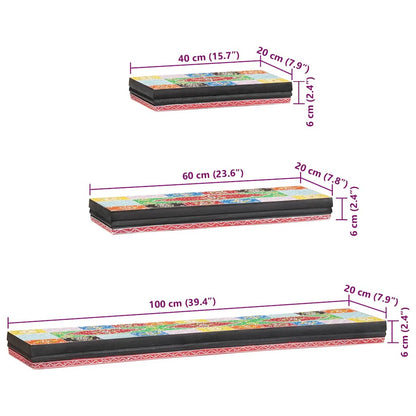 Wall Shelves 3 pcs Multicolour 100 x 20 x 6 cm Solid Mango Wood