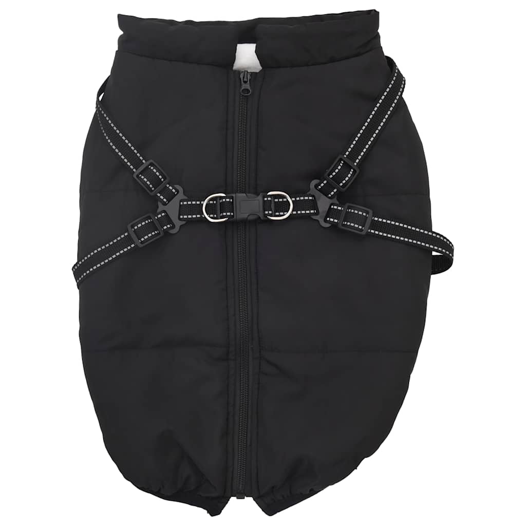 Dog Coat with Harness Waterproof Reflective Black 4XL