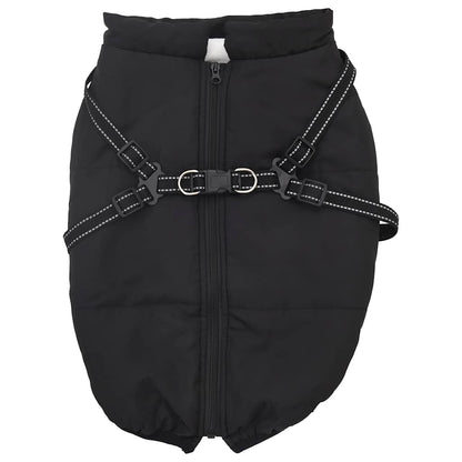 Dog Coat with Harness Waterproof Reflective Black 4XL