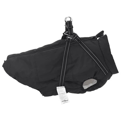 Dog Coat with Harness Waterproof Reflective Black 4XL