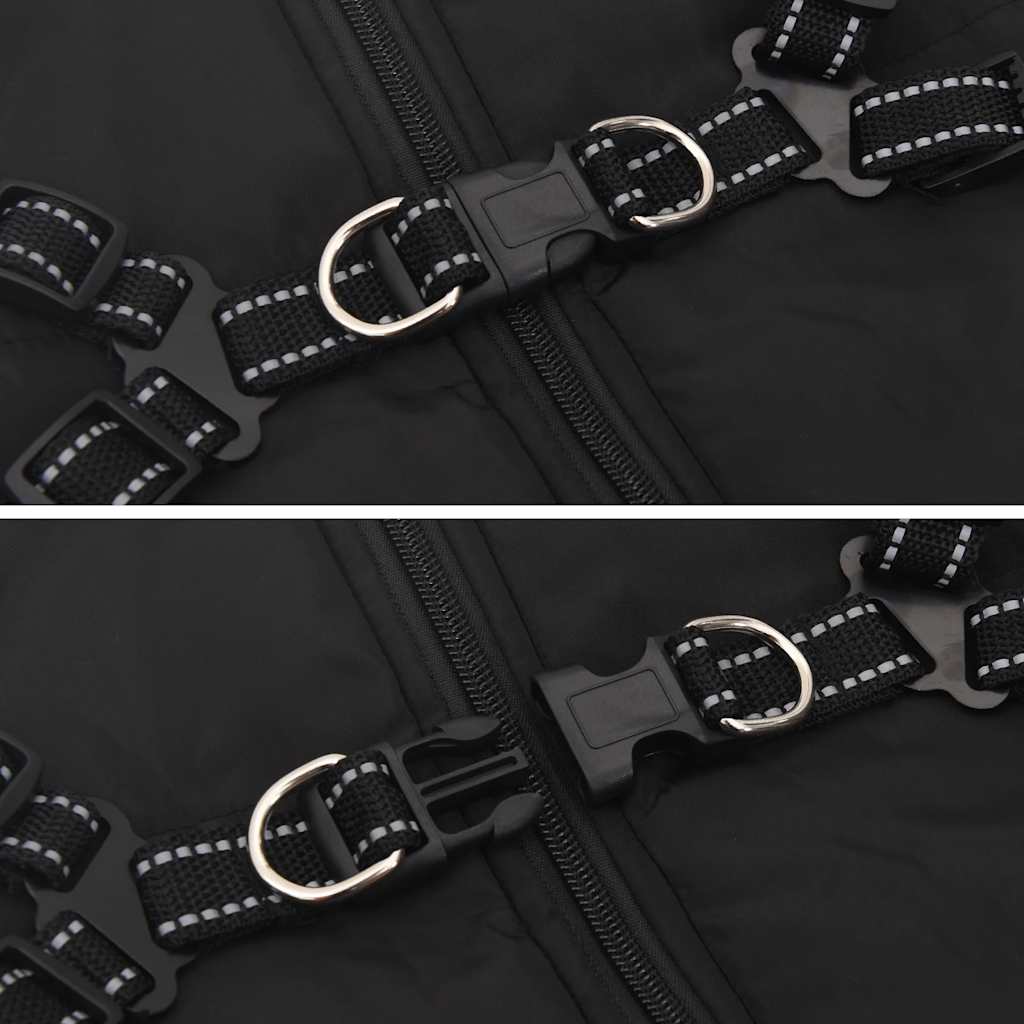Dog Coat with Harness Waterproof Reflective Black 4XL