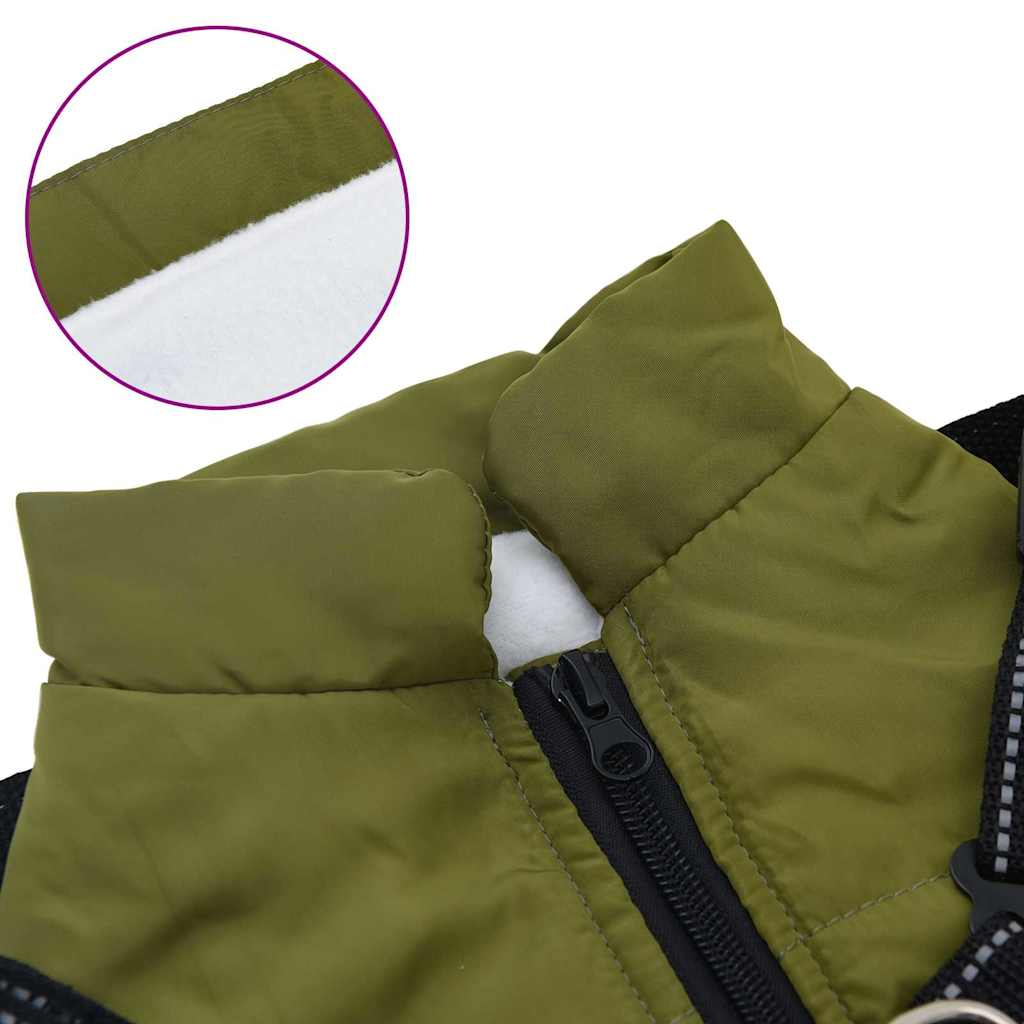 Dog Coat with Harness Waterproof Reflective Army Green 2XL