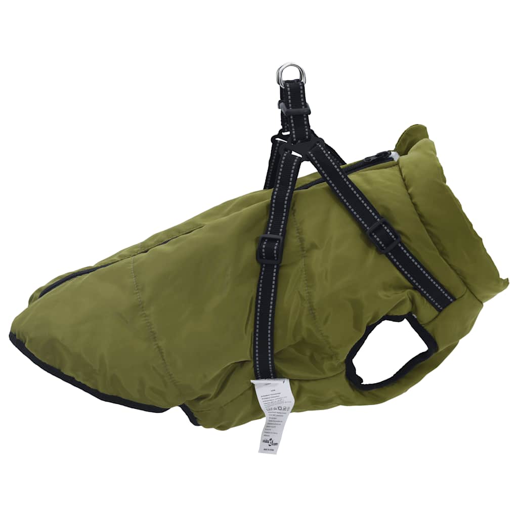 Dog Coat with Harness Waterproof Reflective Army Green 3XL