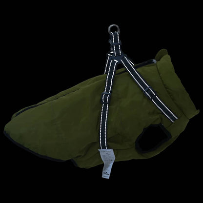 Dog Coat with Harness Waterproof Reflective Army Green 5XL