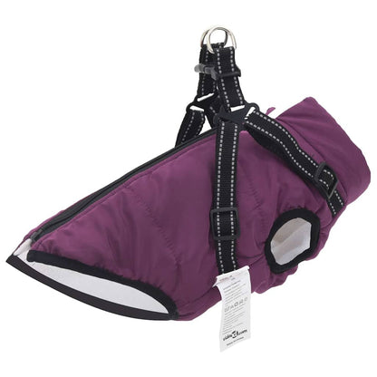 Dog Coat with Harness Waterproof Reflective Purple L