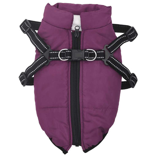 Dog Coat with Harness Waterproof Reflective Purple L