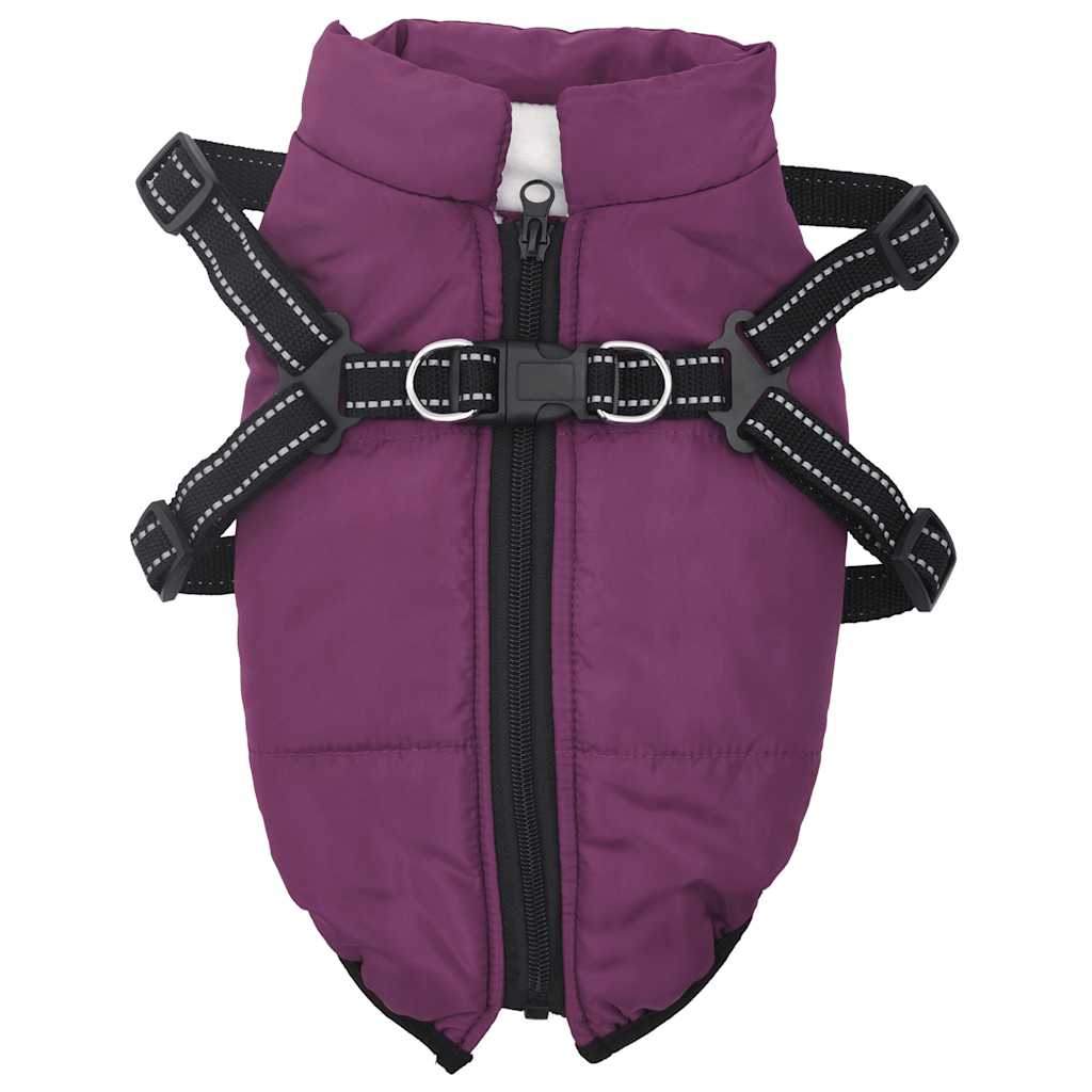 Dog Coat with Harness Waterproof Reflective Purple 2XL