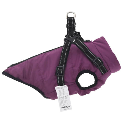 Dog Coat with Harness Waterproof Reflective Purple 2XL