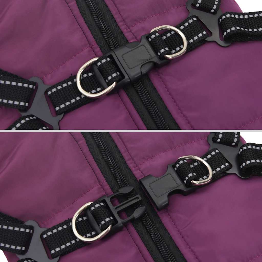 Dog Coat with Harness Waterproof Reflective Purple 2XL