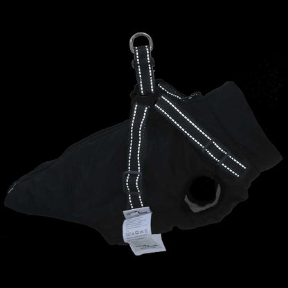 Dog Coat with Harness Waterproof Reflective Black S