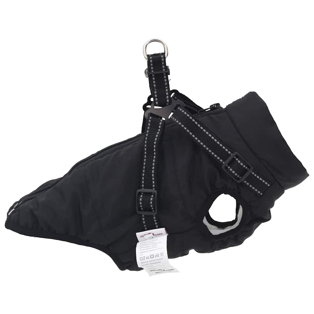 Dog Coat with Harness Waterproof Reflective Black M