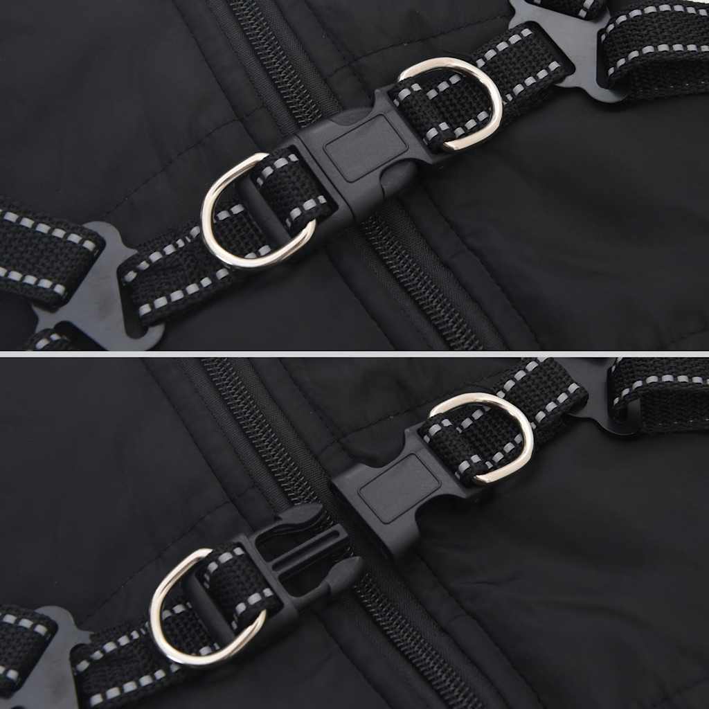 Dog Coat with Harness Waterproof Reflective Black M
