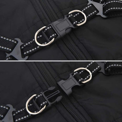Dog Coat with Harness Waterproof Reflective Black M