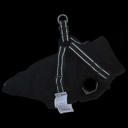 Dog Coat with Harness Waterproof Reflective Black L