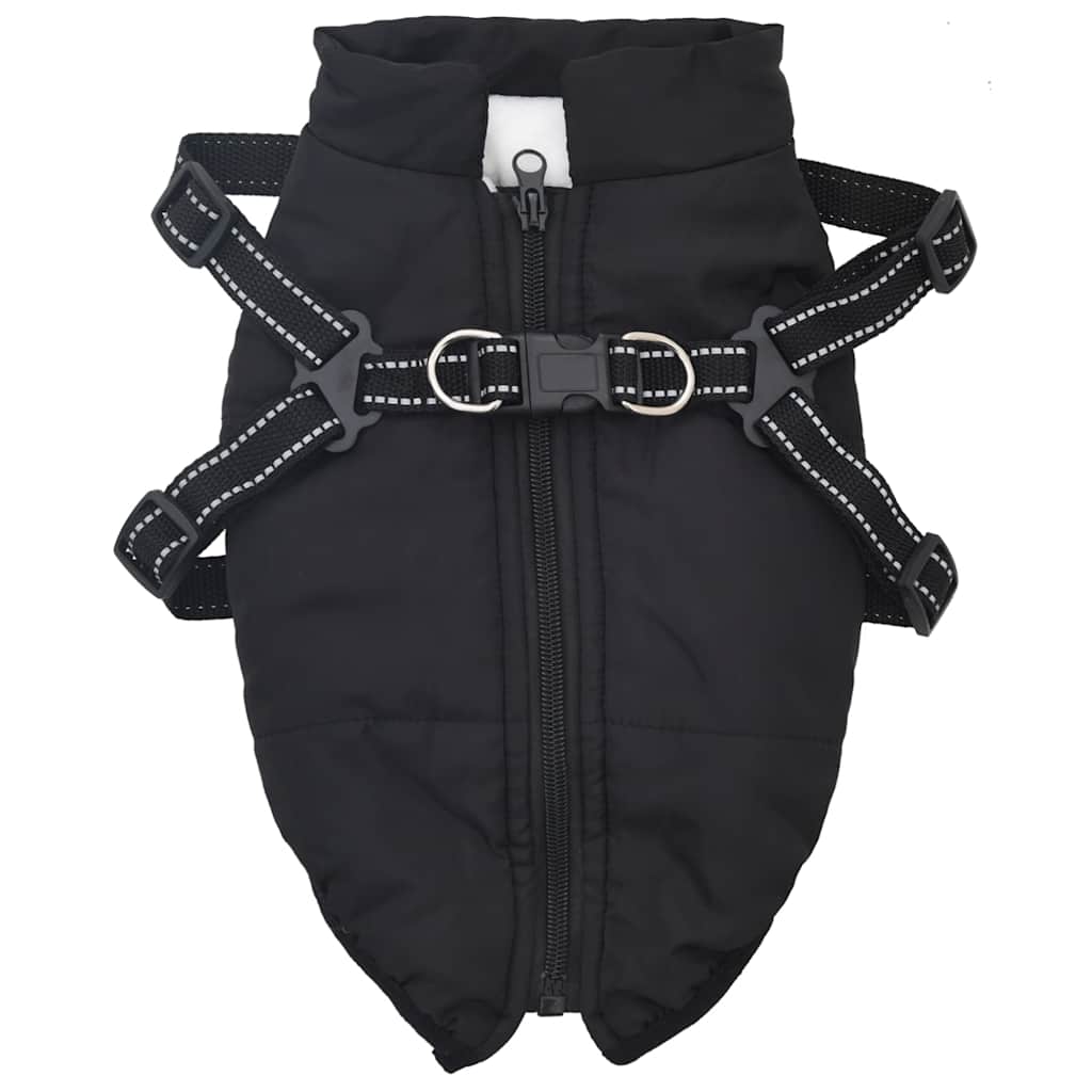 Dog Coat with Harness Waterproof Reflective Black XL