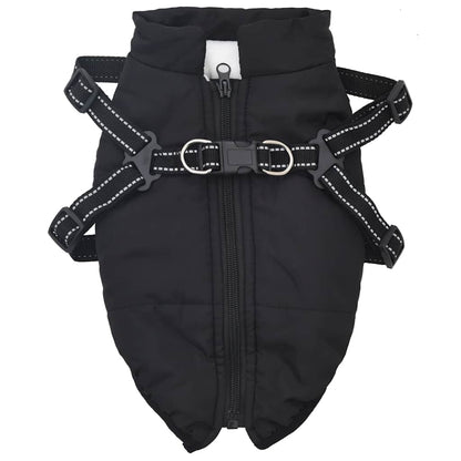 Dog Coat with Harness Waterproof Reflective Black XL