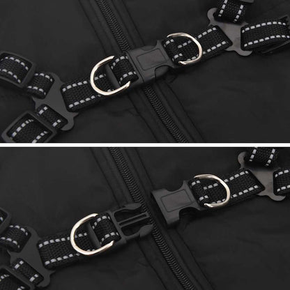 Dog Coat with Harness Waterproof Reflective Black 3XL
