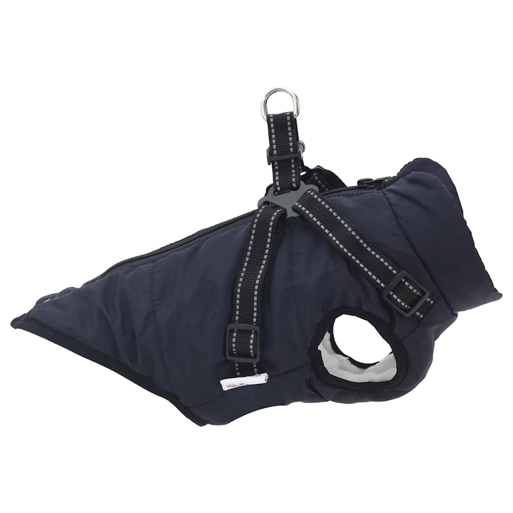 Dog Coat with Harness Waterproof Reflective Navy Blue S