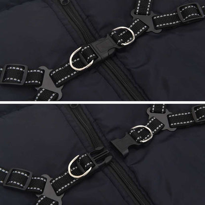 Dog Coat with Harness Waterproof Reflective Navy Blue 4XL