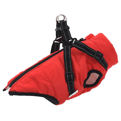 Dog Coat with Harness Waterproof Reflective Red S