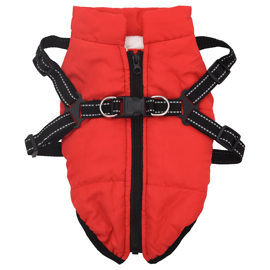 Dog Coat with Harness Waterproof Reflective Red S