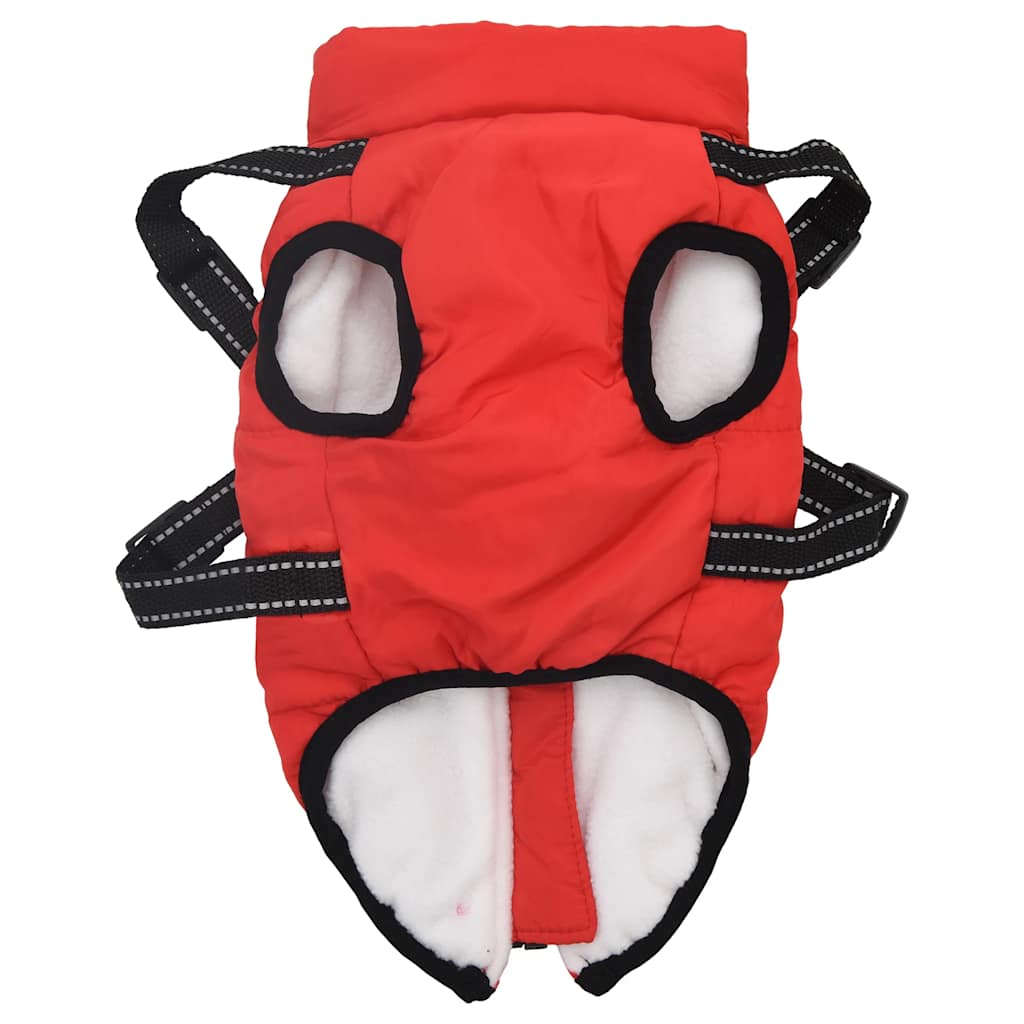 Dog Coat with Harness Waterproof Reflective Red S