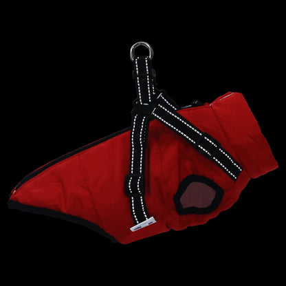 Dog Coat with Harness Waterproof Reflective Red S