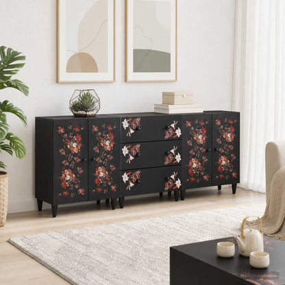 Storage Cabinets 3 pcs 180 x 33 x 75 cm Solid Mango Wood