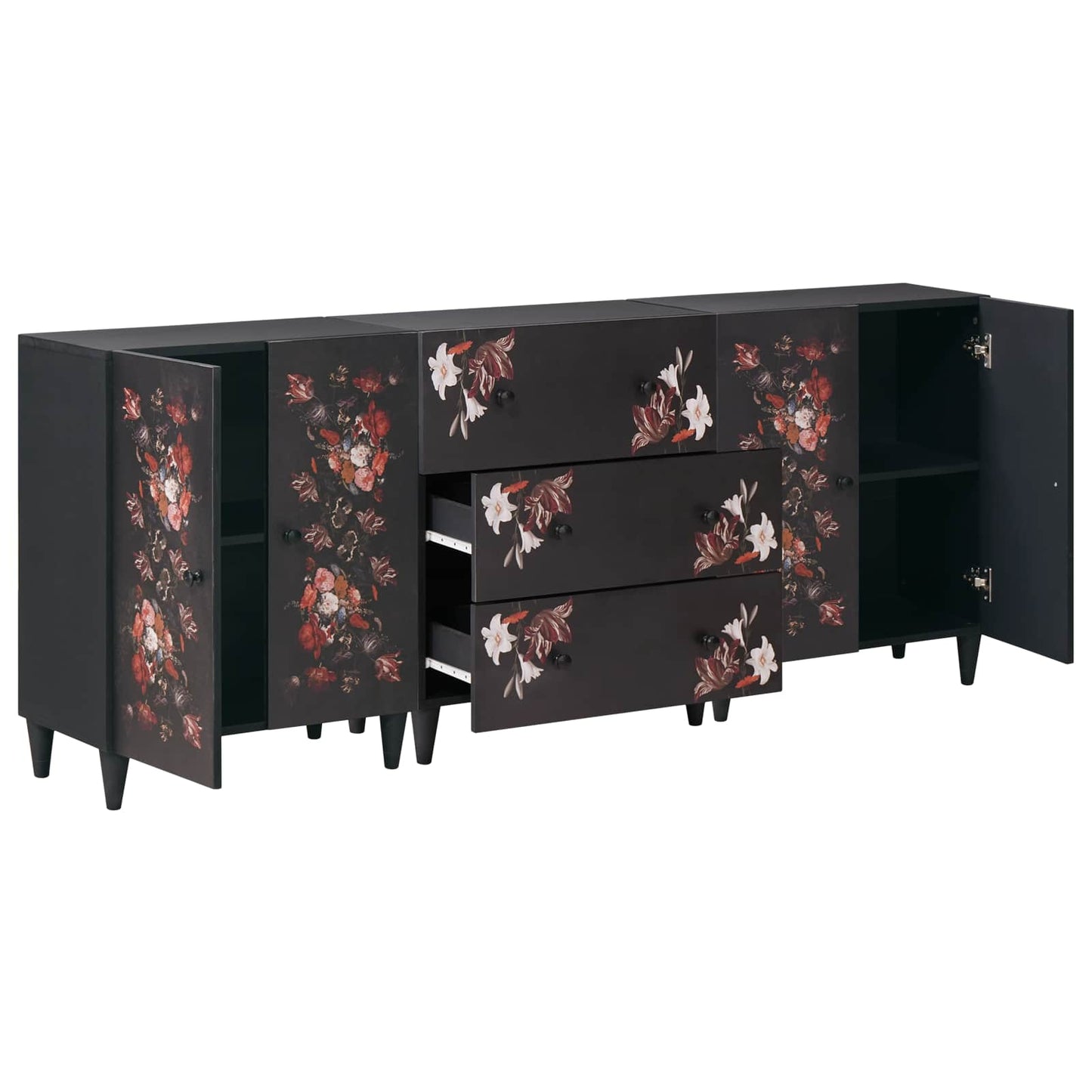Storage Cabinets 3 pcs 180 x 33 x 75 cm Solid Mango Wood
