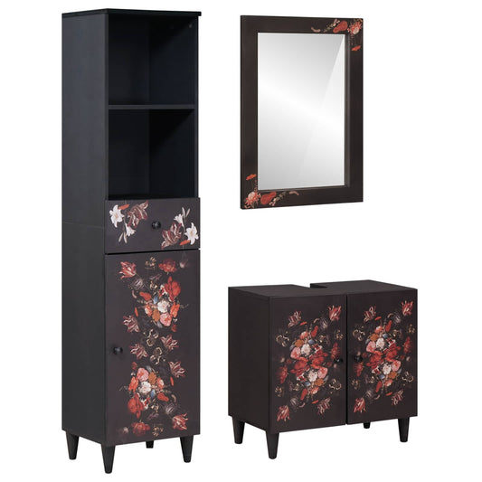 Bathroom Cabinet Set 3 pcs Solid Mango Wood