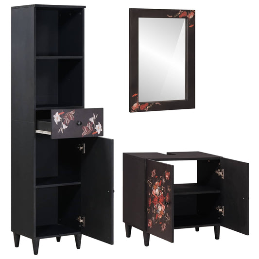 Bathroom Cabinet Set 3 pcs Solid Mango Wood