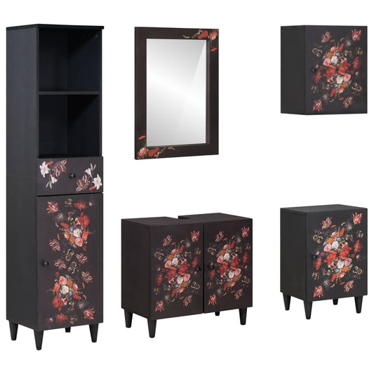 Bathroom Cabinet Set 5 pcs Solid Mango Wood