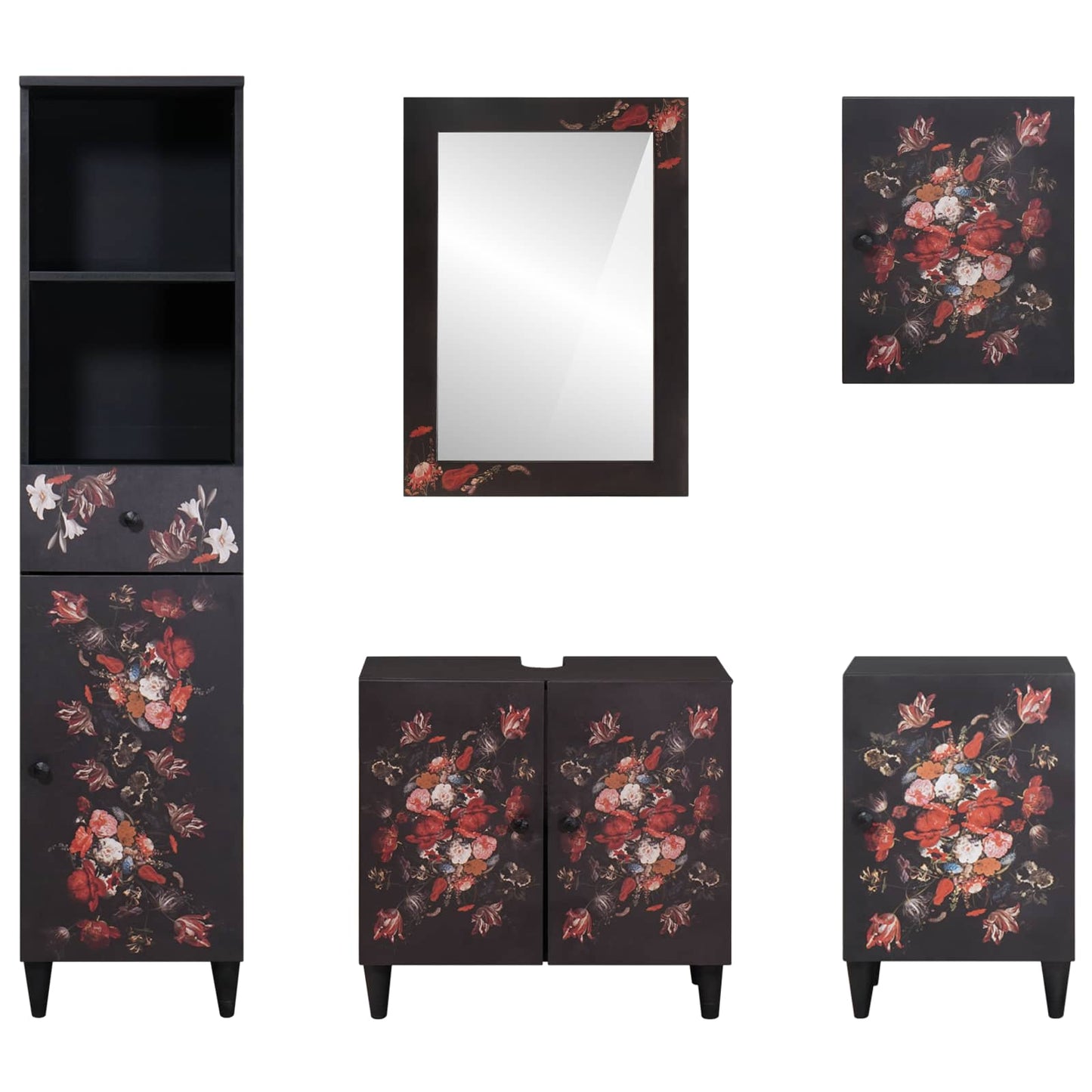 Bathroom Cabinet Set with Drawer 5 pcs Solid Mango Wood