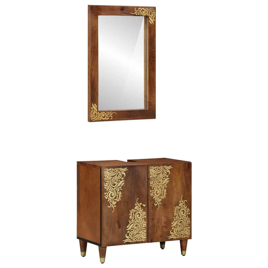 Bathroom Furniture Set 2 pcs Honey brown 62 x 33 x 58 cm
