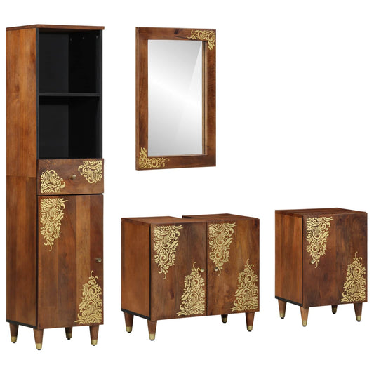 Bathroom Cabinet Set 4 pcs Honey Brown Solid Mango Wood