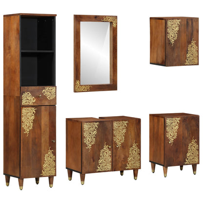 Bathroom Cabinet Set 5 pcs Honey Brown Solid Mango Wood