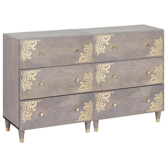 Sideboard 2 pcs 60 x 33 x 75 cm Solid Mango Wood Grey