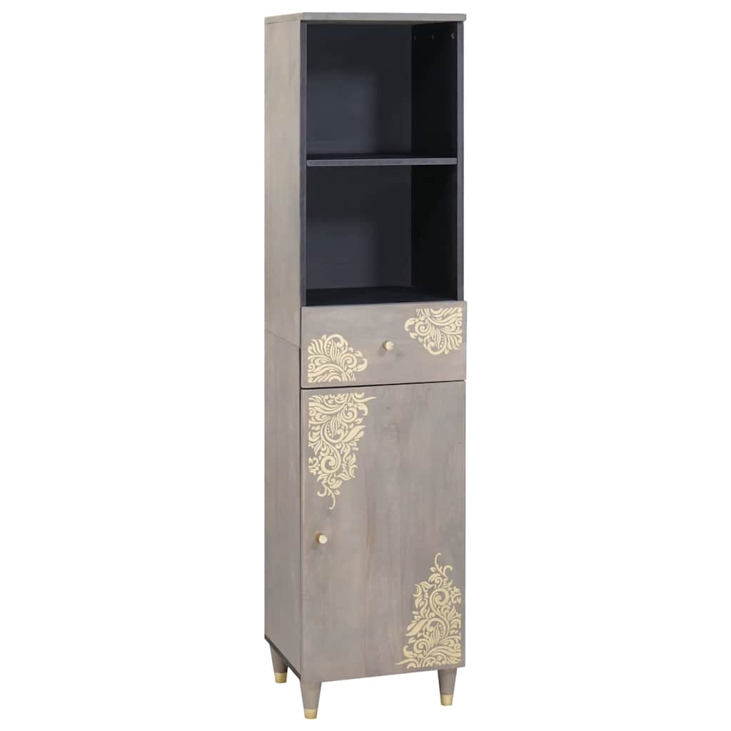 Bathroom Cabinet Set with Drawer 3 pcs Grey Solid Mango Wood