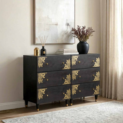 Sideboard 2 pcs Black 60 x 33 x 75 cm Solid Mango Wood