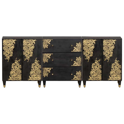 Bathroom Cabinet Set with Drawer 3 pcs Black 180 x 33 x 75 cm